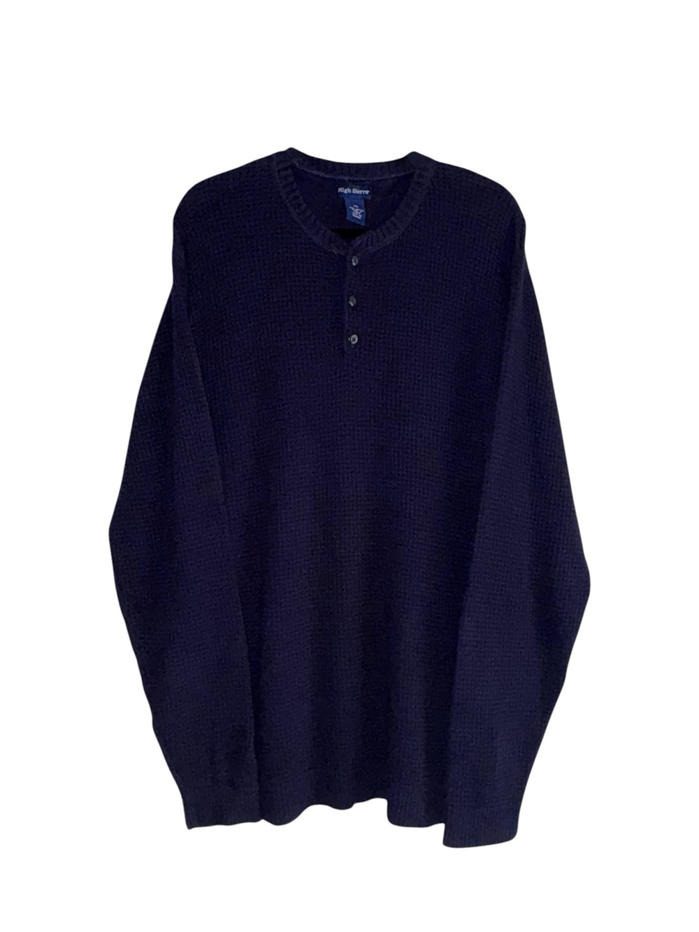 Vintage High Sierra Navy Blue Waffle-Knit Thermal Pullover